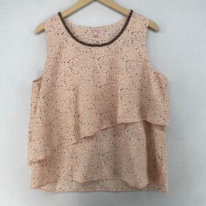 JUICY COUTURE Tank Top XL Beaded Neckline Layered Sleeveless Shell Blouse Pink